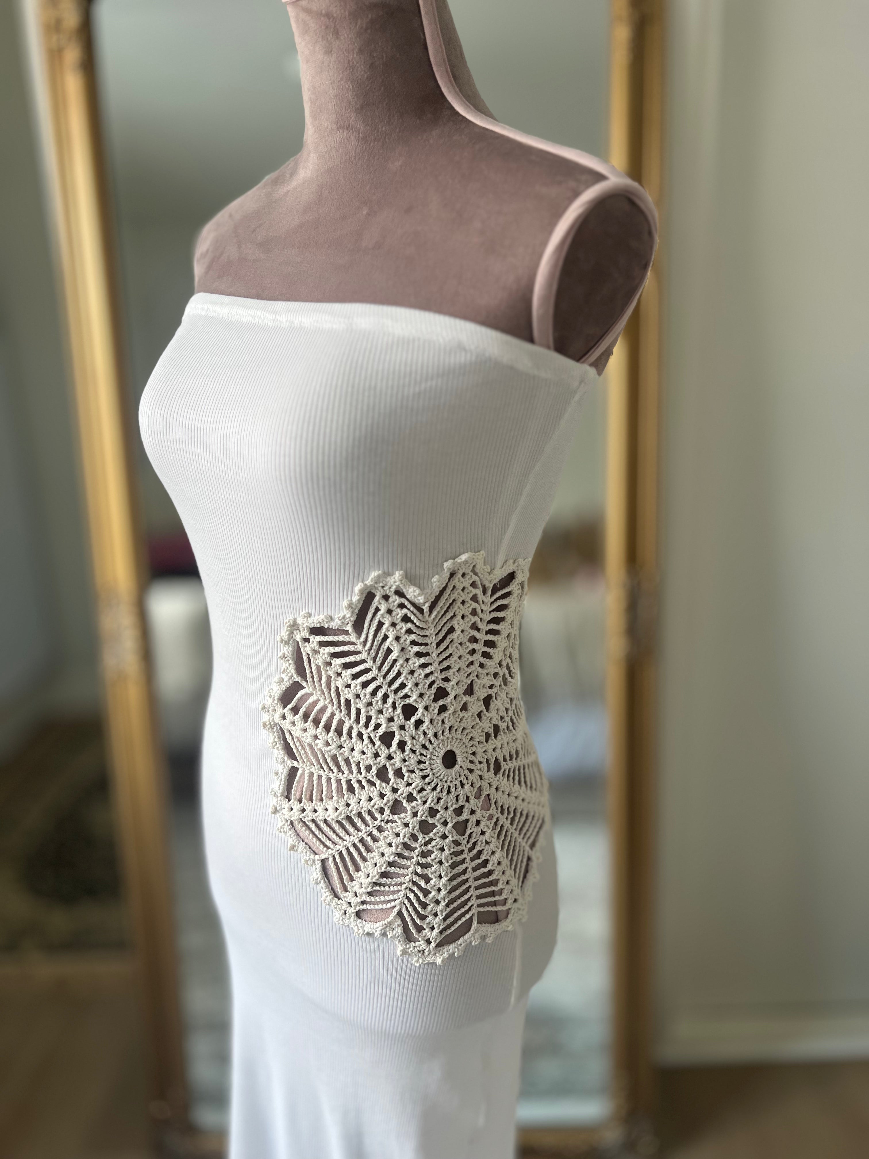 Sirkka – Unique Tube Dress with Crocheted Detail