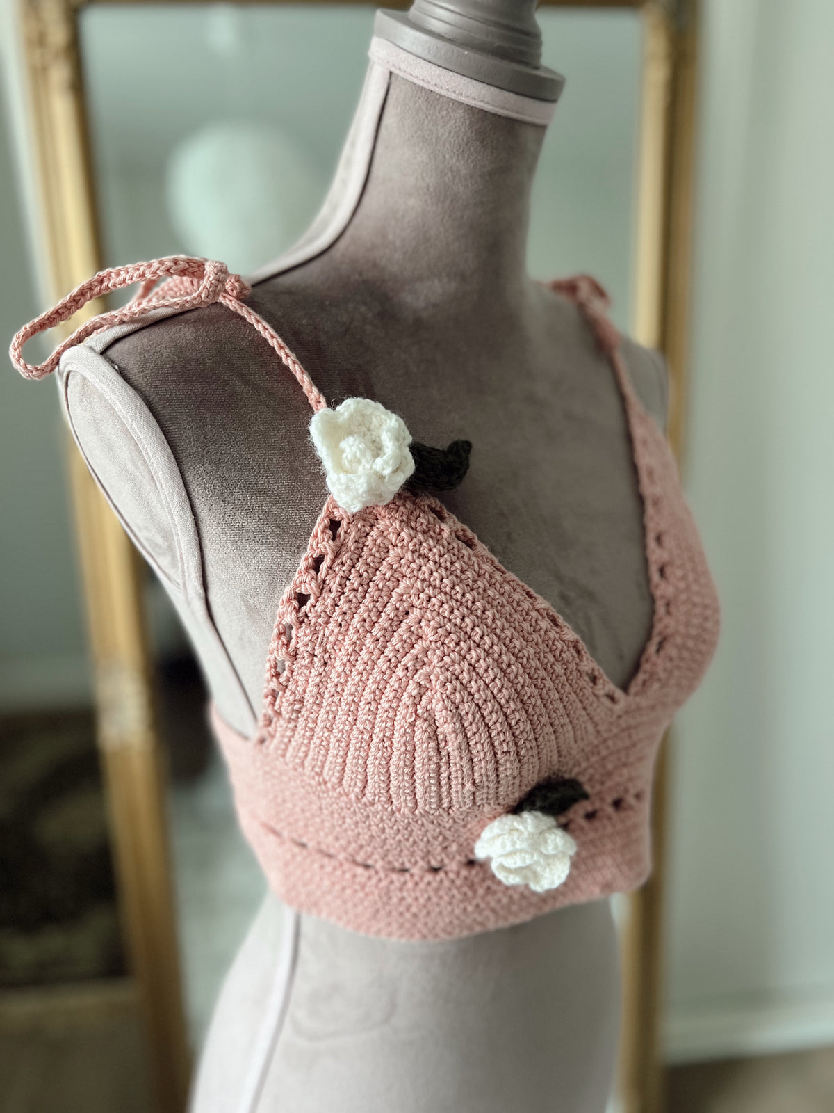 Aetna Rose Crochet Top Powderpink